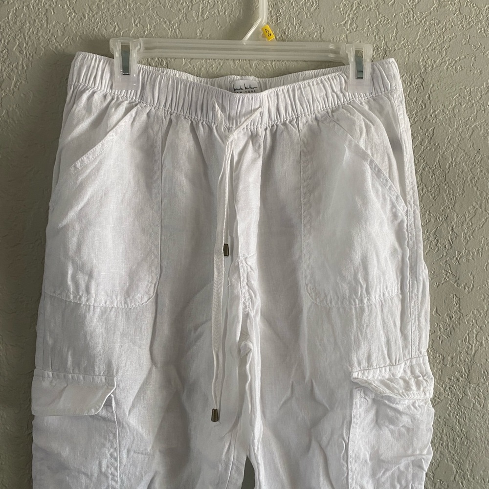 Nicole Miller New York Cargo Pocket Joggers 100% Linen Sz M - Picture 7 of 11